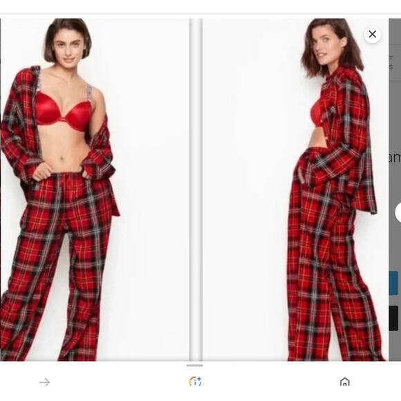 NWOT* Victoria’s Secret Red Black Plaid Flannel Pajama Set Size M TOP S BOTTOM - Picture 1 of 3